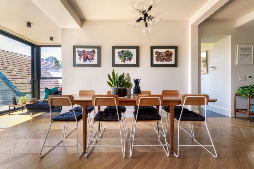 Glass-fronted gem in Kingswear blending mid-century charm with stunning river and sea views in Kingswear. Interior and architectural photography by Sue Vaughton.