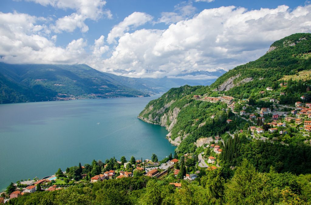 view of lake como from castle vezio above varenna