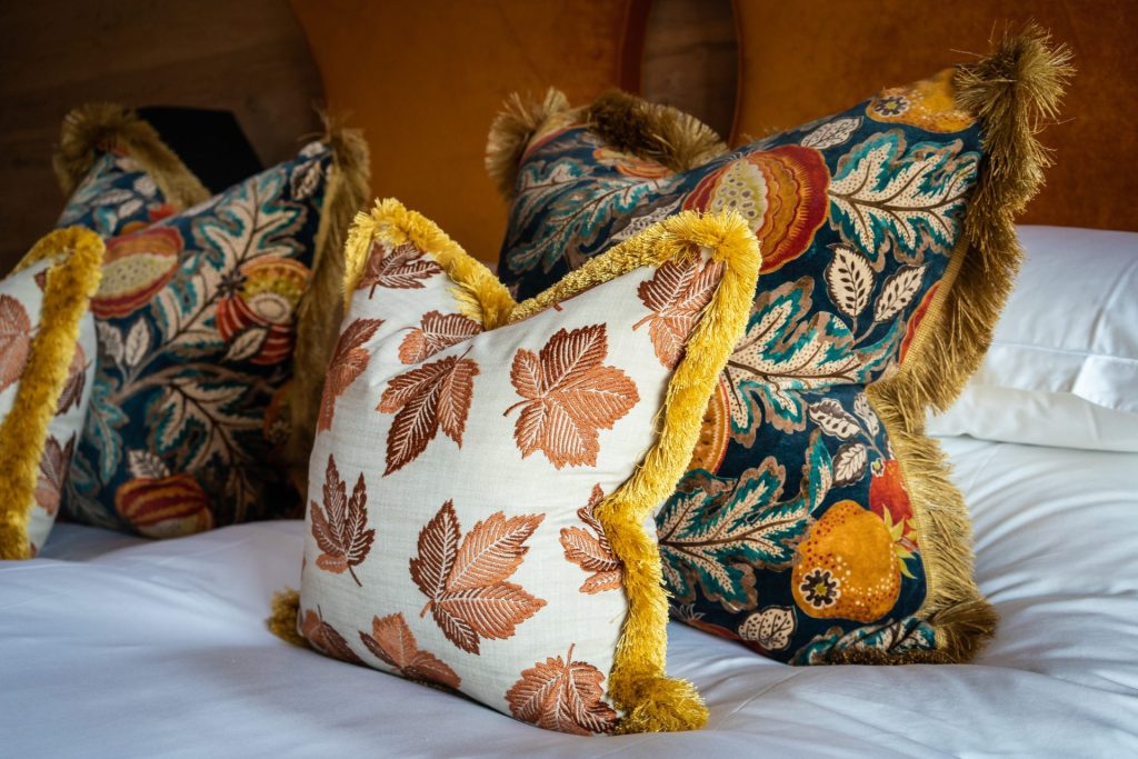 luxurious soft furnishings at Bittescombe Lodge