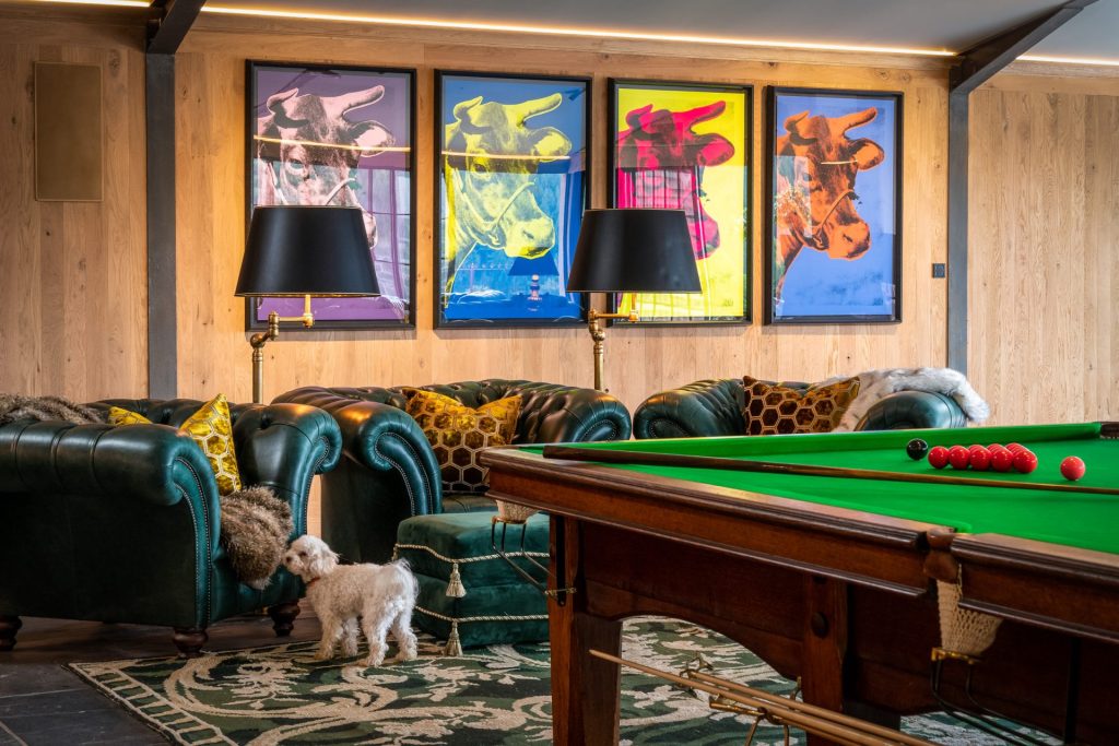 Snooker in the Cowshed at Bittescombe Lodge