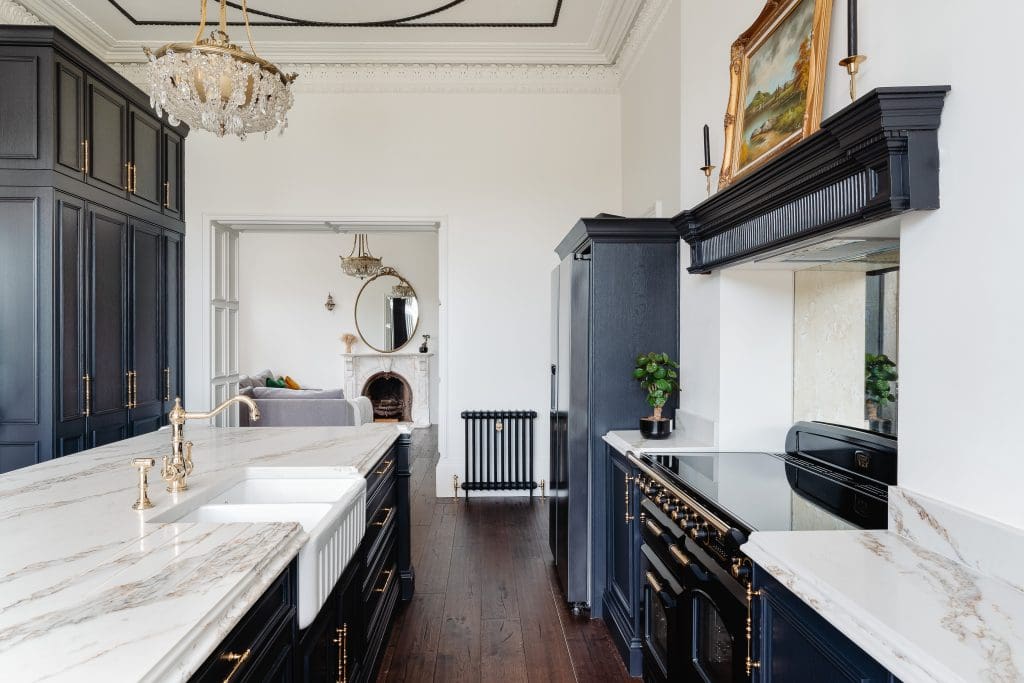 Commercial and Architectural Interior Kitchen Photography for Wisteria Kitchens fitted in a stunning manor house in Torquay.