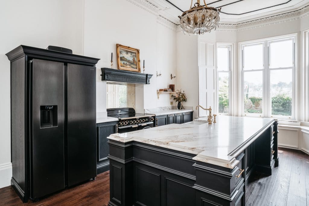Commercial and Architectural Interior Kitchen Photography for Wisteria Kitchens fitted in a stunning manor house in Torquay.