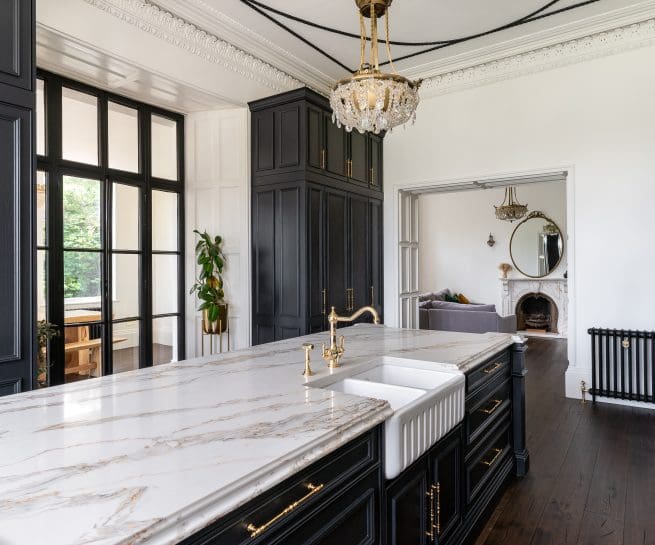 Commercial and Architectural Interior Kitchen Photography for Wisteria Kitchens fitted in a stunning manor house in Torquay.